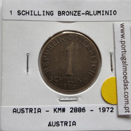 Áustria 1 Schilling 1972 Bronze-Aluminío, World Coins Austria KM 2886, coin of 1 schiling 1972 Aluminium-bronze