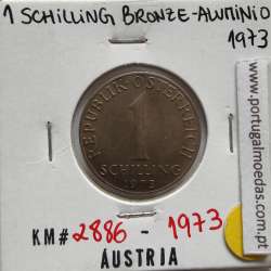 Áustria 1 Schilling 1973 Bronze-Aluminío, World Coins Austria KM 2886, coin of 1 schiling 1973 Aluminium-bronze