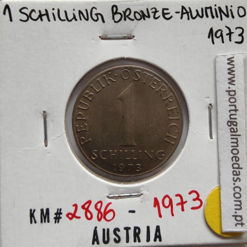 Áustria 1 Schilling 1973 Bronze-Aluminío, World Coins Austria KM 2886, coin of 1 schiling 1973 Aluminium-bronze