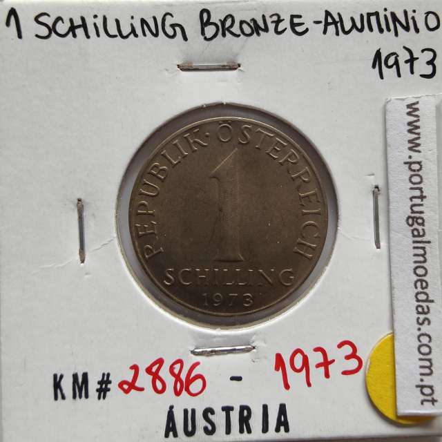 Áustria 1 Schilling 1973 Bronze-Aluminío, World Coins Austria KM 2886, coin of 1 schiling 1973 Aluminium-bronze