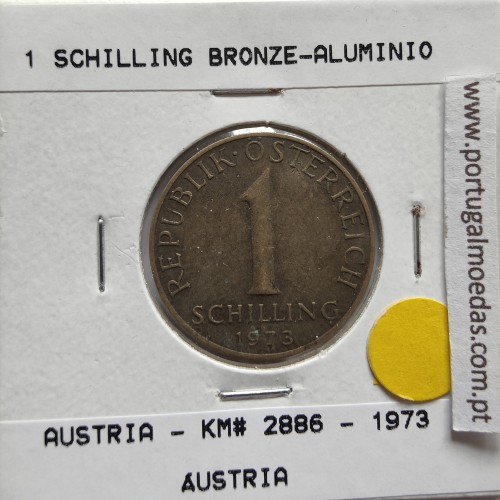 Áustria 1 Schilling 1973 Bronze-Aluminío, World Coins Austria KM 2886, coin of 1 schiling 1973 Aluminium-bronze