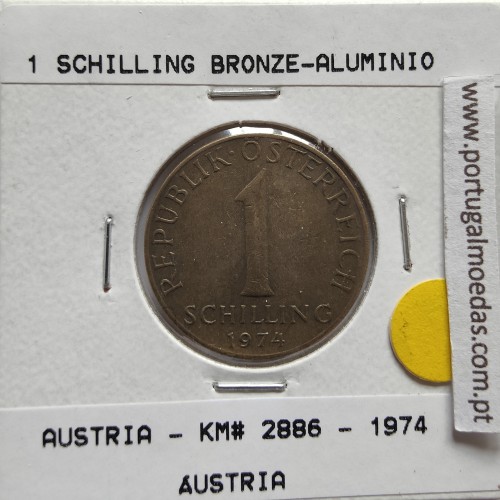 Áustria 1 Schilling 1974 Bronze-Aluminío, World Coins Austria KM 2886, coin of 1 schiling 1974 Aluminium-bronze