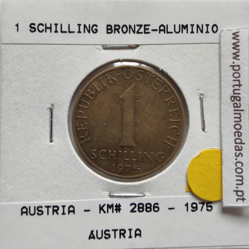 Áustria 1 Schilling 1975 Bronze-Aluminío, World Coins Austria KM 2886, coin of 1 schiling 1975 Aluminium-bronze