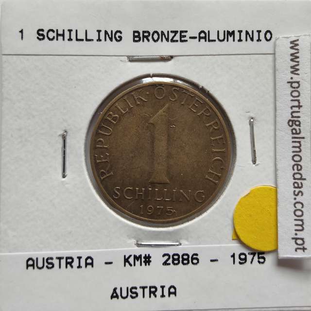 Áustria 1 Schilling 1975 Bronze-Aluminío, World Coins Austria KM 2886, coin of 1 schiling 1975 Aluminium-bronze