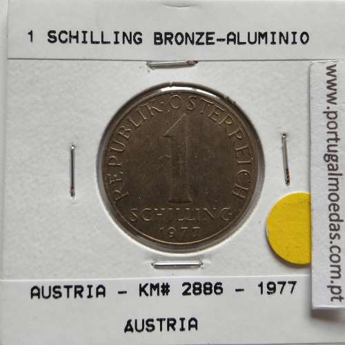 Áustria 1 Schilling 1977 Bronze-Aluminío, World Coins Austria KM 2886, coin of 1 schiling 1977 Aluminium-bronze