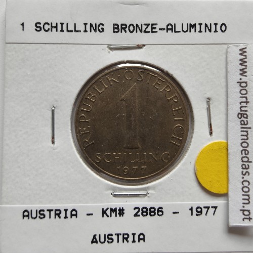 Áustria 1 Schilling 1977 Bronze-Aluminío, World Coins Austria KM 2886, coin of 1 schiling 1977 Aluminium-bronze