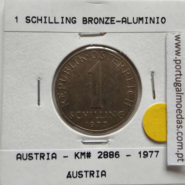 Áustria 1 Schilling 1977 Bronze-Aluminío, World Coins Austria KM 2886, coin of 1 schiling 1977 Aluminium-bronze