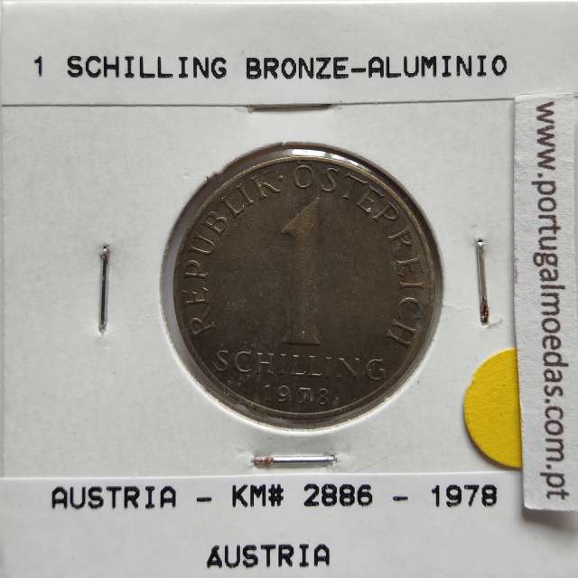 Áustria 1 Schilling 1978 Bronze-Aluminío, World Coins Austria KM 2886, coin of 1 schiling 1978 Aluminium-bronze