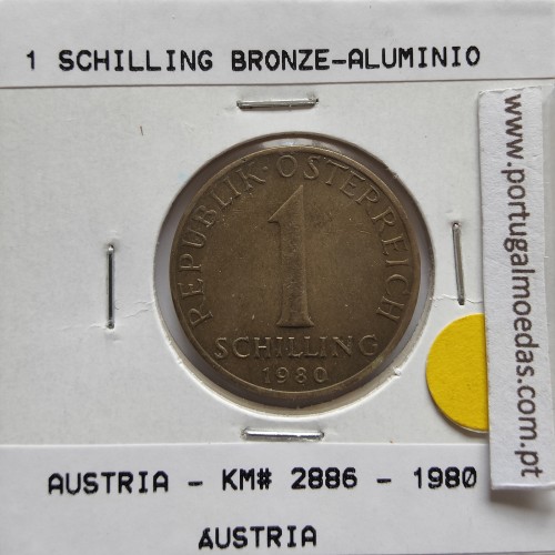 Áustria 1 Schilling 1980 Bronze-Aluminío, World Coins Austria KM 2886, coin of 1 schiling 1980 Aluminium-bronze