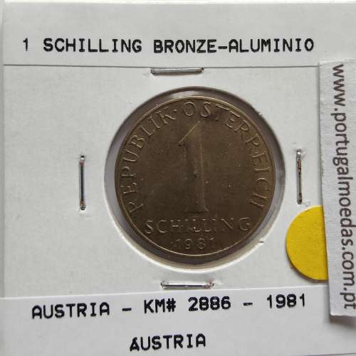 Áustria 1 Schilling 1981 Bronze-Aluminío, World Coins Austria KM 2886, coin of 1 schiling 1981 Aluminium-bronze
