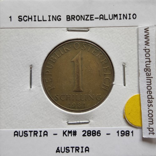 Áustria 1 Schilling 1981 Bronze-Aluminío, World Coins Austria KM 2886, coin of 1 schiling 1981 Aluminium-bronze