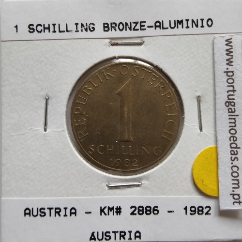 Áustria 1 Schilling 1982 Bronze-Aluminío, World Coins Austria KM 2886, coin of 1 schiling 1982 Aluminium-bronze
