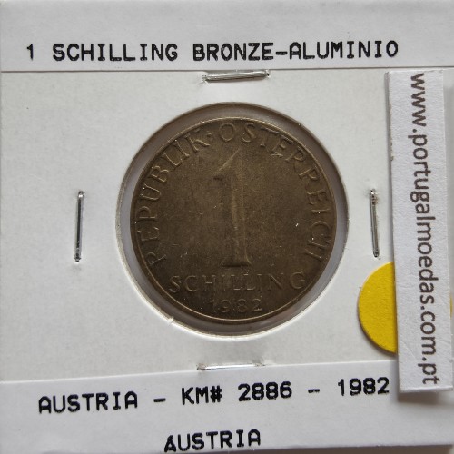 Áustria 1 Schilling 1982 Bronze-Aluminío, World Coins Austria KM 2886, coin of 1 schiling 1982 Aluminium-bronze