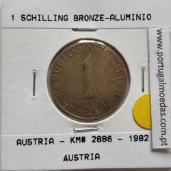 Áustria 1 Schilling 1982 Bronze-Aluminío, World Coins Austria KM 2886, coin of 1 schiling 1982 Aluminium-bronze