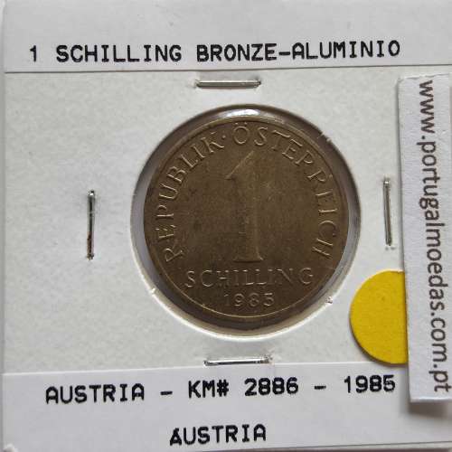 Áustria 1 Schilling 1985 Bronze-Aluminío, World Coins Austria KM 2886, coin of 1 schiling 1985 Aluminium-bronze