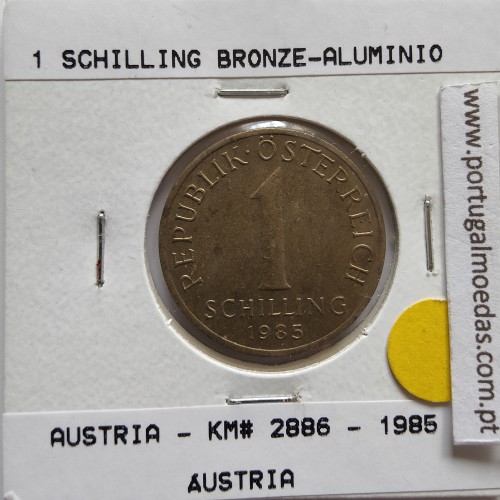 Áustria 1 Schilling 1985 Bronze-Aluminío, World Coins Austria KM 2886, coin of 1 schiling 1985 Aluminium-bronze