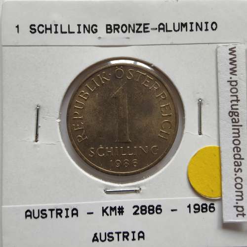 Áustria 1 Schilling 1986 Bronze-Aluminío, World Coins Austria KM 2886, coin of 1 schiling 1986 Aluminium-bronze