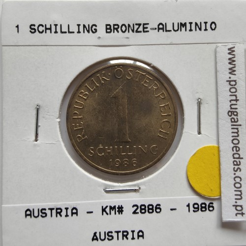 Áustria 1 Schilling 1986 Bronze-Aluminío, World Coins Austria KM 2886, coin of 1 schiling 1986 Aluminium-bronze