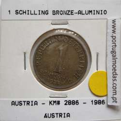Áustria 1 Schilling 1986 Bronze-Aluminío, World Coins Austria KM 2886, coin of 1 schiling 1986 Aluminium-bronze