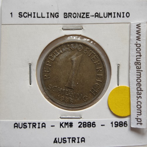Áustria 1 Schilling 1986 Bronze-Aluminío, World Coins Austria KM 2886, coin of 1 schiling 1986 Aluminium-bronze