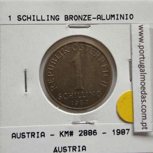 Áustria 1 Schilling 1987 Bronze-Aluminío, World Coins Austria KM 2886, coin of 1 schiling 1987 Aluminium-bronze
