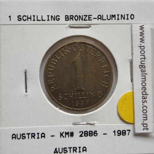 Áustria 1 Schilling 1987 Bronze-Aluminío, World Coins Austria KM 2886, coin of 1 schiling 1987 Aluminium-bronze