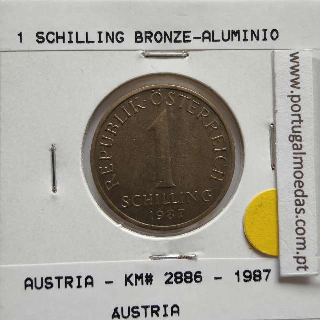 Áustria 1 Schilling 1987 Bronze-Aluminío, World Coins Austria KM 2886, coin of 1 schiling 1987 Aluminium-bronze