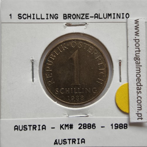 Áustria 1 Schilling 1988 Bronze-Aluminío, World Coins Austria KM 2886, coin of 1 schiling 1988 Aluminium-bronze