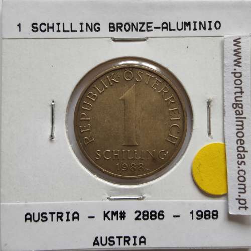 Áustria 1 Schilling 1988 Bronze-Aluminío, World Coins Austria KM 2886, coin of 1 schiling 1988 Aluminium-bronze