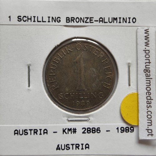 Áustria 1 Schilling 1989 Bronze-Aluminío, World Coins Austria KM 2886, coin of 1 schiling 1989 Aluminium-bronze
