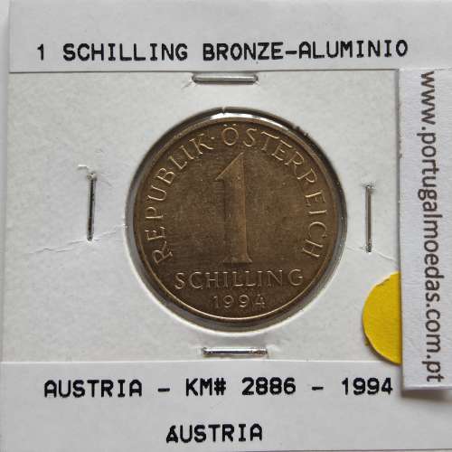Áustria 1 Schilling 1994 Bronze-Aluminío, World Coins Austria KM 2886, coin of 1 schiling 1994 Aluminium-bronze