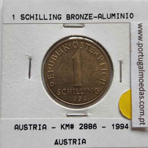 Áustria 1 Schilling 1994 Bronze-Aluminío, World Coins Austria KM 2886, coin of 1 schiling 1994 Aluminium-bronze