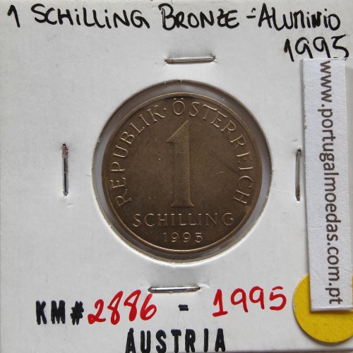 Áustria 1 Schilling 1995 Bronze-Aluminío, World Coins Austria KM 2886, coin of 1 schiling 1995 Aluminium-bronze