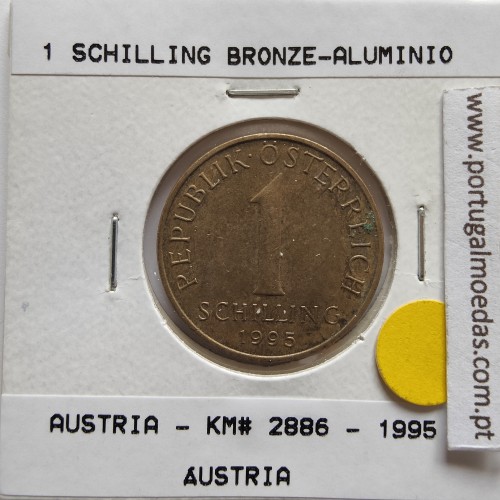 Áustria 1 Schilling 1995 Bronze-Aluminío, World Coins Austria KM 2886, coin of 1 schiling 1995 Aluminium-bronze