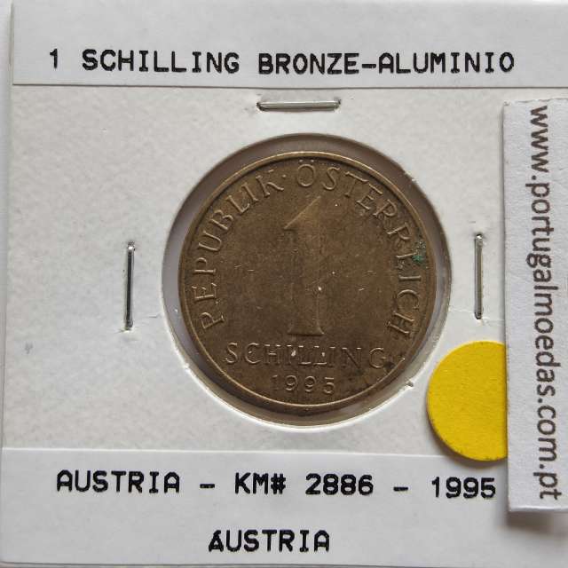 Áustria 1 Schilling 1995 Bronze-Aluminío, World Coins Austria KM 2886, coin of 1 schiling 1995 Aluminium-bronze
