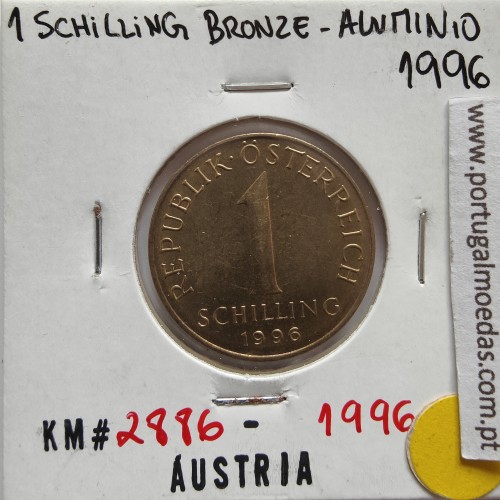 Áustria 1 Schilling 1996 Bronze-Aluminío, World Coins Austria KM 2886, coin of 1 schiling 1996 Aluminium-bronze