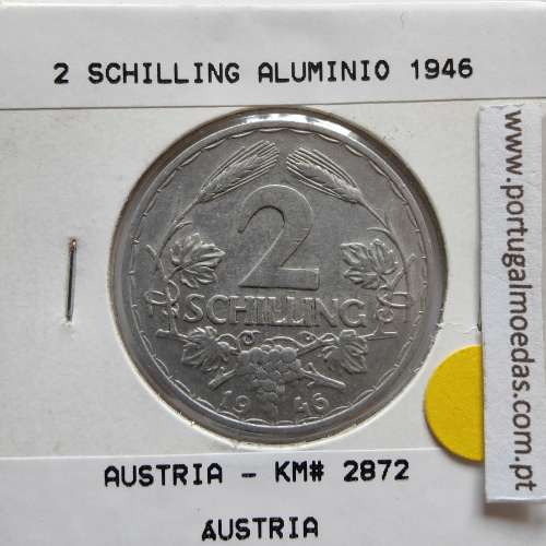 Áustria 2 Schilling 1946 Aluminío, World Coins Austria KM 2872, coin of 1 schiling 1946 Aluminium