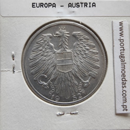 Áustria 5 Schilling 1952 Aluminío, World Coins Austria KM 2879, coin of 5 schiling 1952 Aluminium