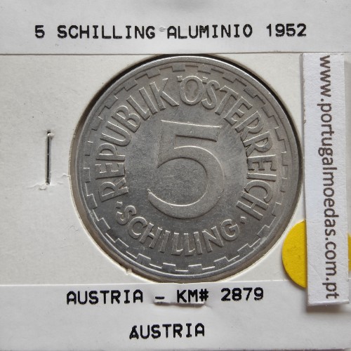 Áustria 5 Schilling 1952 Aluminío, World Coins Austria KM 2879, coin of 5 schiling 1952 Aluminium