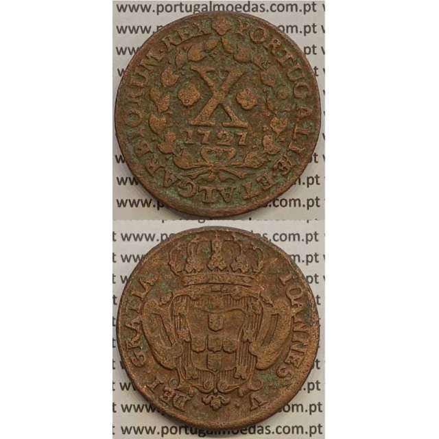 MOEDA X RÉIS COBRE 1727 (MBC) - D.JOÃO V