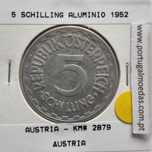 Áustria 5 Schilling 1952 Aluminío, World Coins Austria KM 2879, coin of 5 schiling 1952 Aluminium