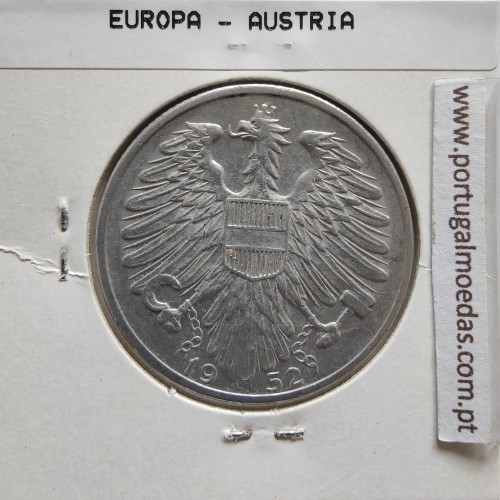 Áustria 5 Schilling 1952 Aluminío, World Coins Austria KM 2879, coin of 5 schiling 1952 Aluminium