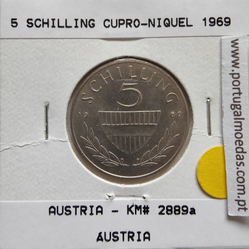 Áustria 5 Schilling 1969 Cupro-níquel, World Coins Austria KM 2889, coin of 5 schiling 1969 Copper-nickel
