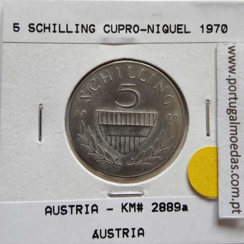 Áustria 5 Schilling 1970 Cupro-níquel, World Coins Austria KM 2889, coin of 5 schiling 1970 Copper-nickel