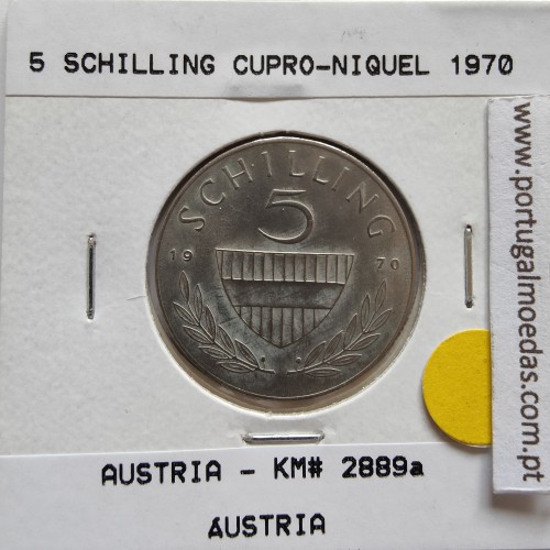 Áustria 5 Schilling 1970 Cupro-níquel, World Coins Austria KM 2889, coin of 5 schiling 1970 Copper-nickel