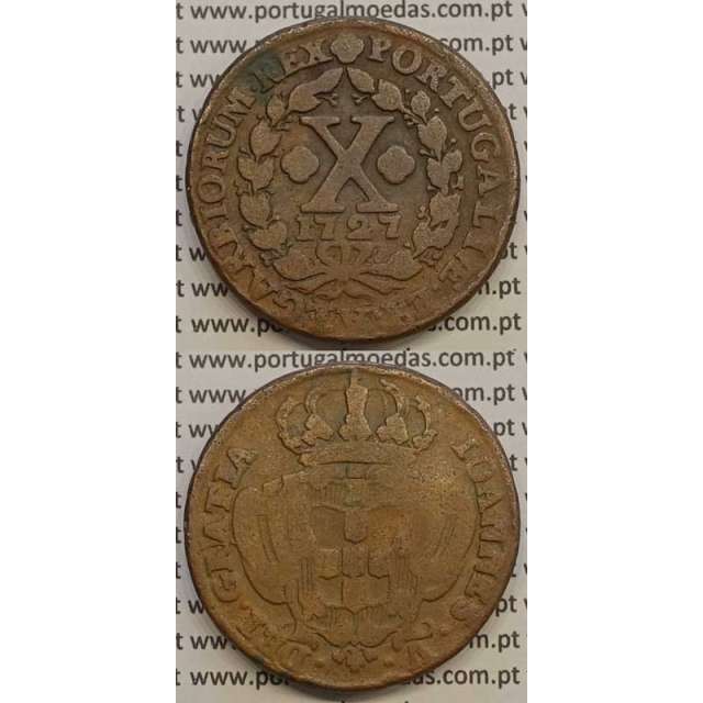 MOEDA X RÉIS COBRE 1727 (BC) - D.JOÃO V
