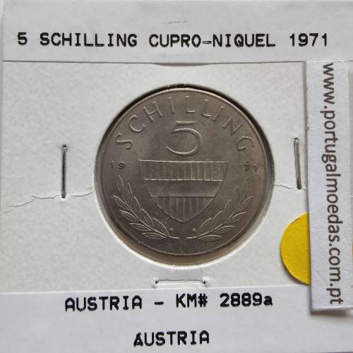 Áustria 5 Schilling 1971 Cupro-níquel, World Coins Austria KM 2889, coin of 5 schiling 1971 Copper-nickel