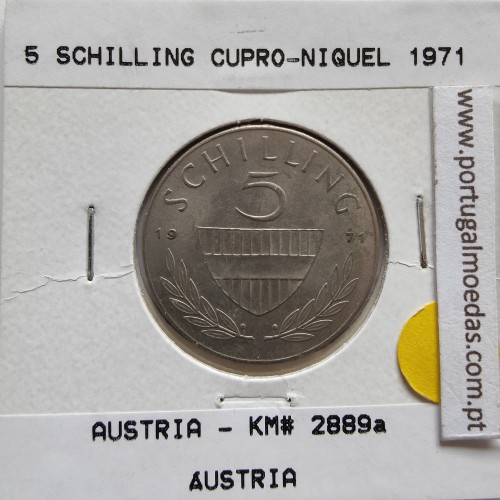 Áustria 5 Schilling 1971 Cupro-níquel, World Coins Austria KM 2889, coin of 5 schiling 1971 Copper-nickel