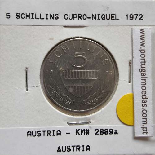 Áustria 5 Schilling 1972 Cupro-níquel, World Coins Austria KM 2889, coin of 5 schiling 1972 Copper-nickel