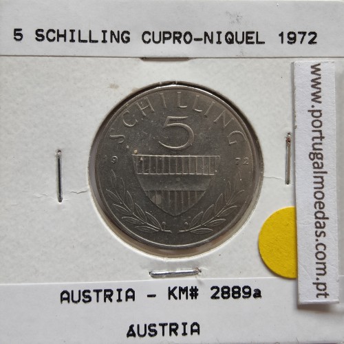 Áustria 5 Schilling 1972 Cupro-níquel, World Coins Austria KM 2889, coin of 5 schiling 1972 Copper-nickel